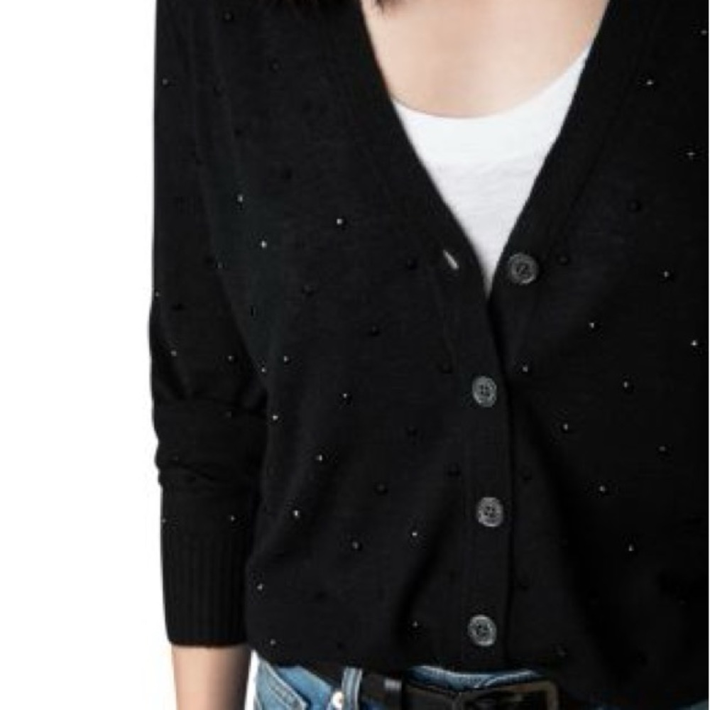 Zadig & Voltaire Jim Cashmere Crystal Studded Cardigan XS - Picture 3 of 11